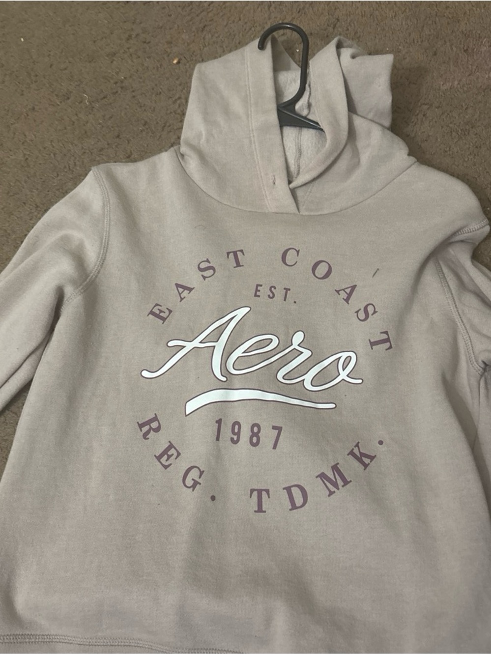 Aeropostale Taupe Hoodie with Mauve Logo